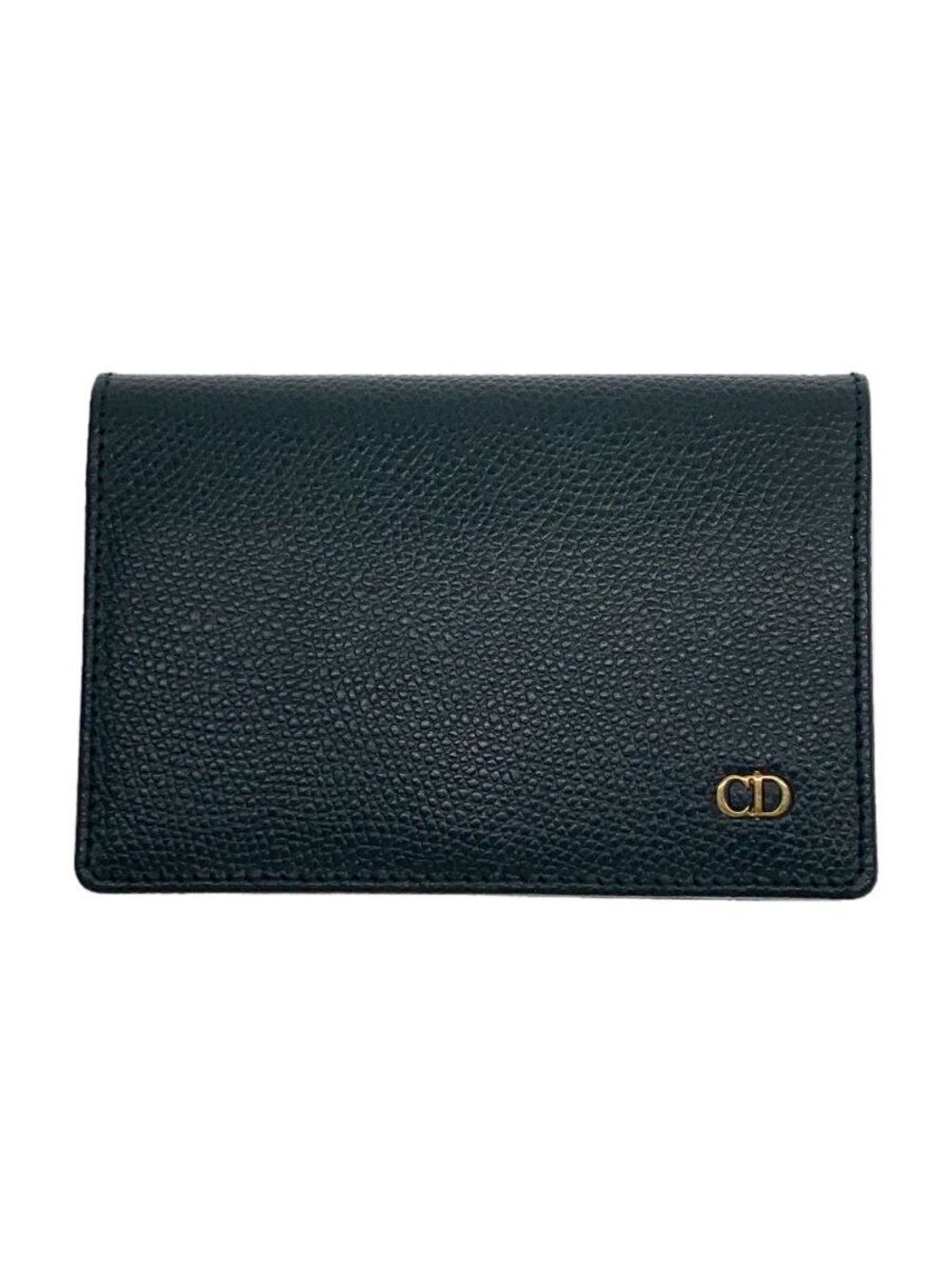 Christian Dior Card Case Wallet Leather Green